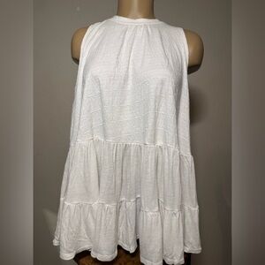 Free People Right On Time White Tiered Sleeveless Tunic size XS